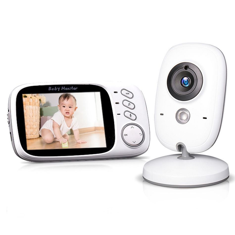 vb603 babyphone vidéo 3,2 pouces caméra sans fil 2 voies parler vision nocturne surveillance avec moniteur de température et berceuses Blanc