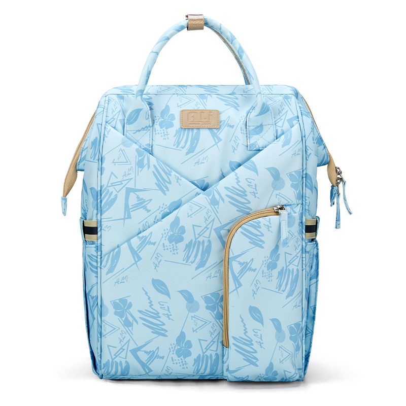 حقيبة الظهر حقيبة حفاضات خفيفة للغاية سعة كبيرة حمل حقيبة الأم متعددة الوظائف الضوء الأزرق big image 1