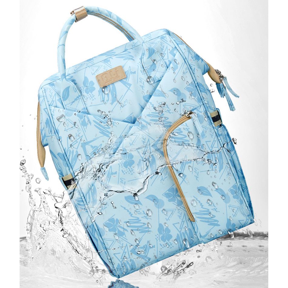 حقيبة الظهر حقيبة حفاضات خفيفة للغاية سعة كبيرة حمل حقيبة الأم متعددة الوظائف الضوء الأزرق big image 6