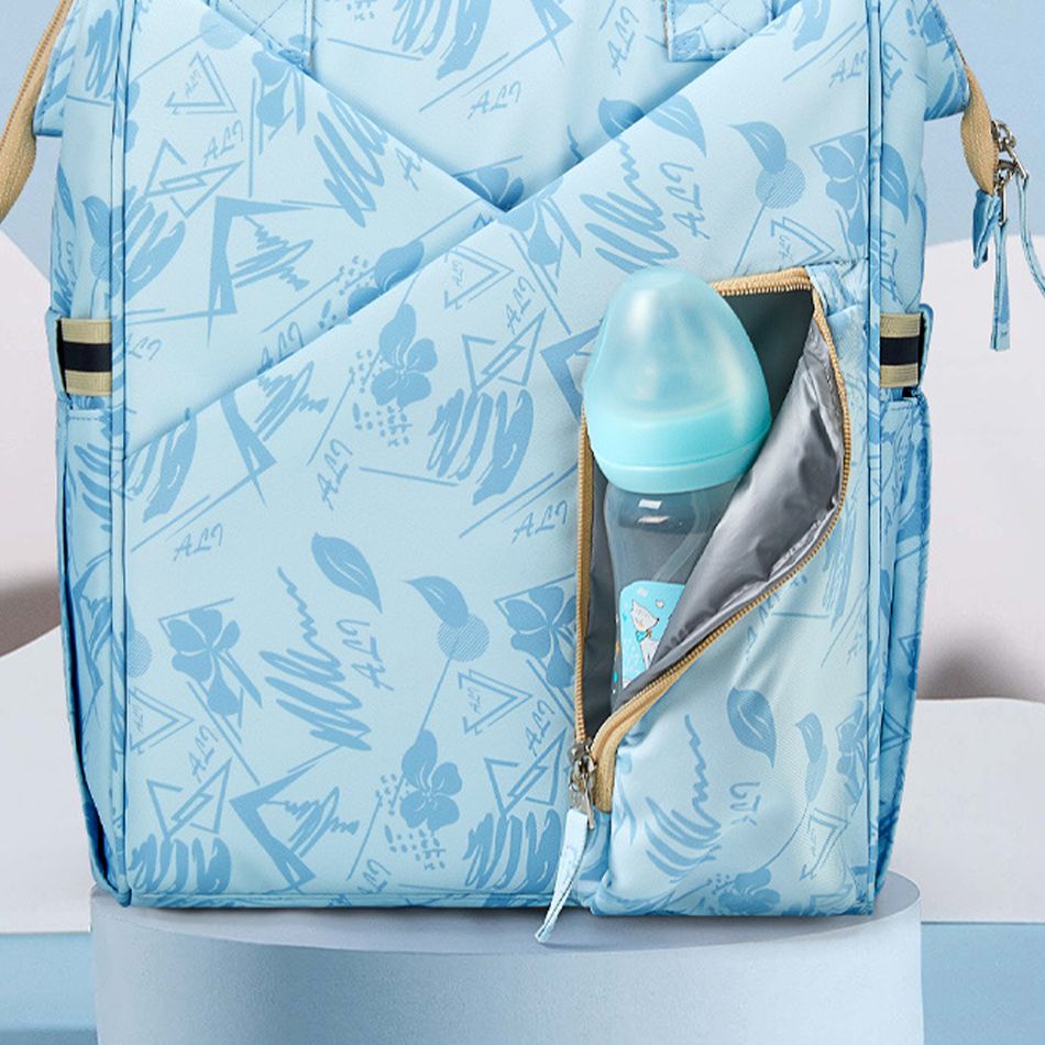 Bolsa de fraldas mochila bolsa de fraldas multifuncional ultra leve de grande capacidade Azul Claro big image 7