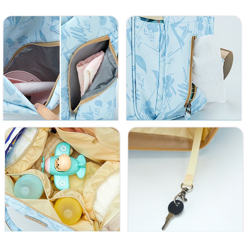 حقيبة الظهر حقيبة حفاضات خفيفة للغاية سعة كبيرة حمل حقيبة الأم متعددة الوظائف الضوء الأزرق