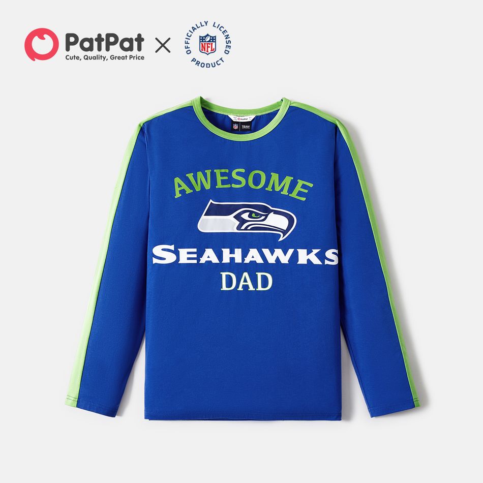 NFL Family Matching Colorblock Long-sleeve Graphic T-shirts (Seahawks) Blue big image 2