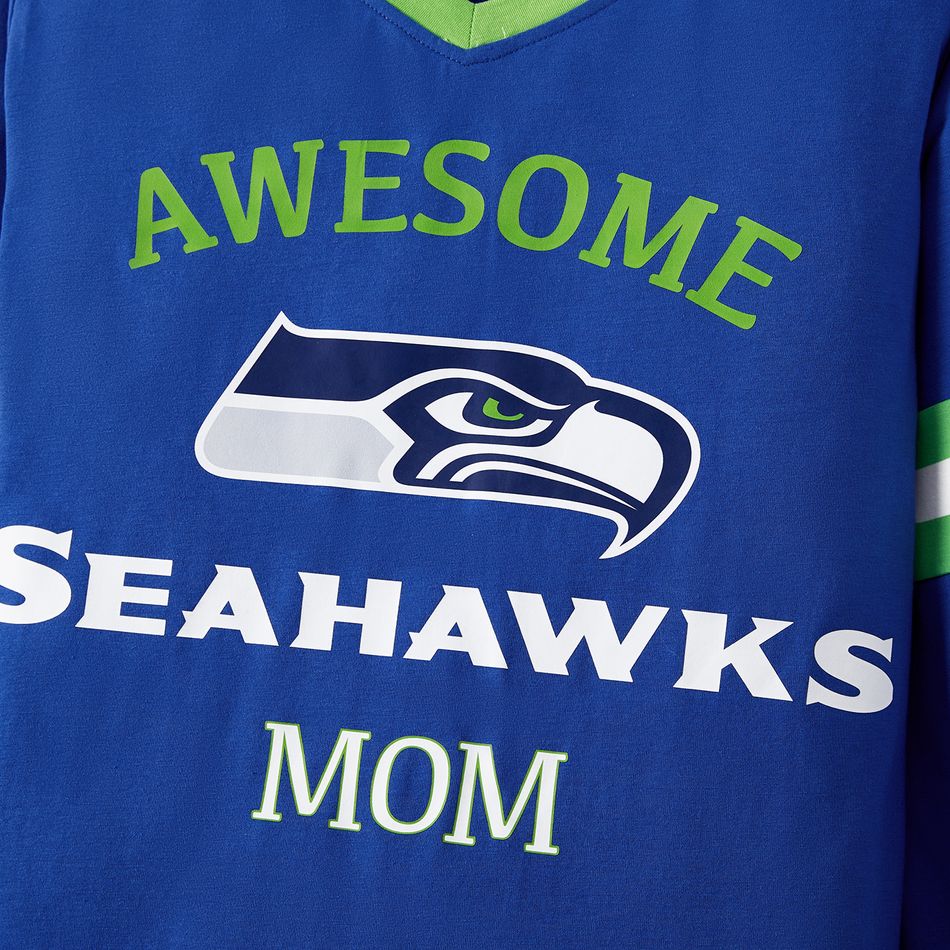 NFL Family Matching Colorblock Long-sleeve Graphic T-shirts (Seahawks) Blue big image 5