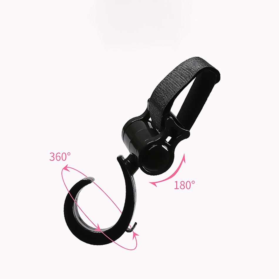 Stroller Hooks Multifunction 360° Rotating Firm Non-Slip Hooks Stroller Accessories Black big image 3
