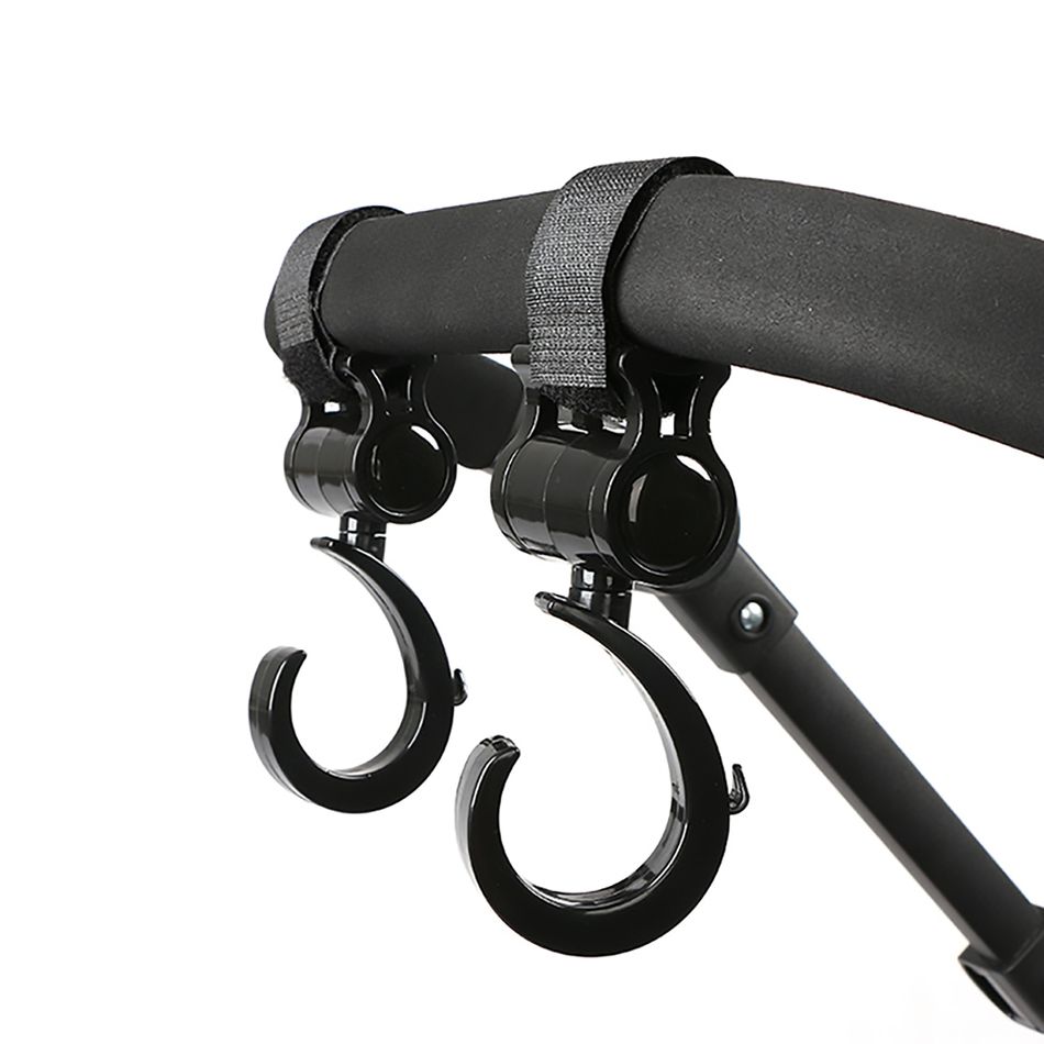 Stroller Hooks Multifunction 360° Rotating Firm Non-Slip Hooks Stroller Accessories Black