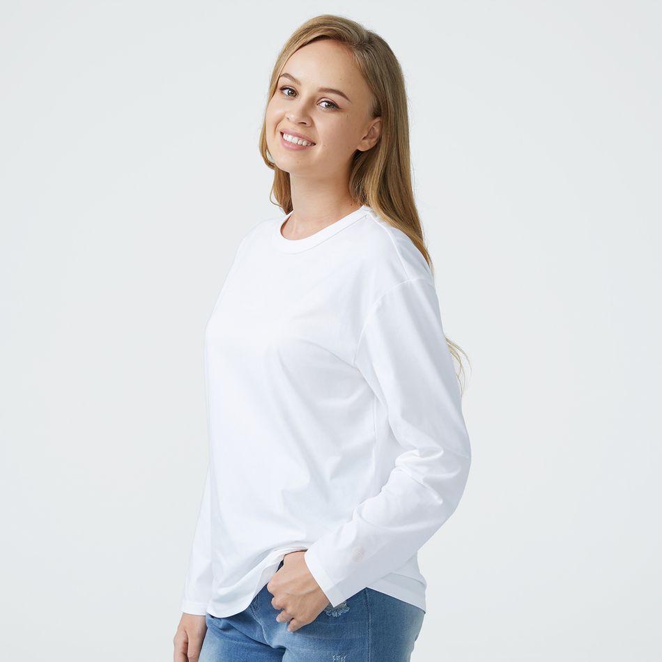 Go-Neat Water Repellent and Stain Resistant Adult Solid Long-sleeve Tee White big image 3
