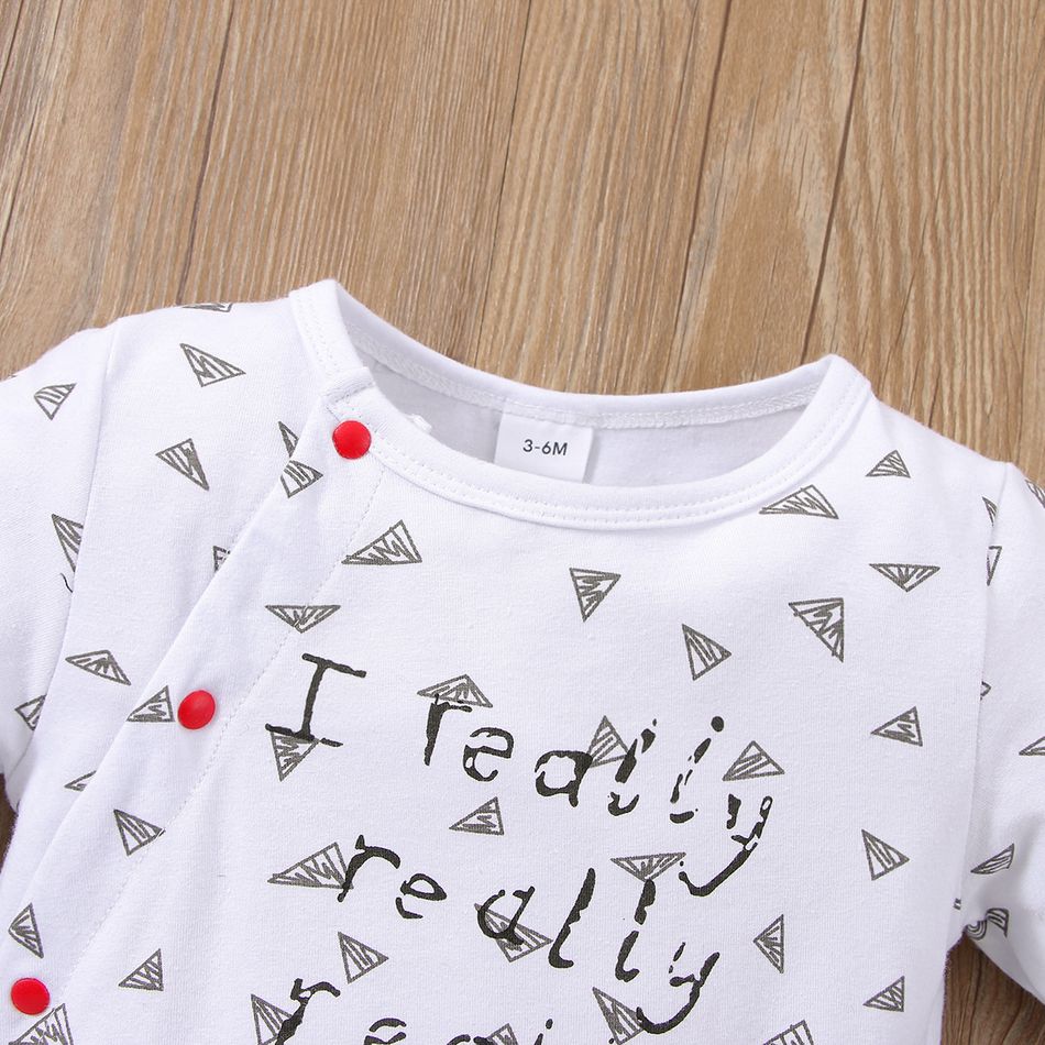 Festa del papà Neonato Unisex Casual Manica lunga Tute Rosso/Bianco big image 4
