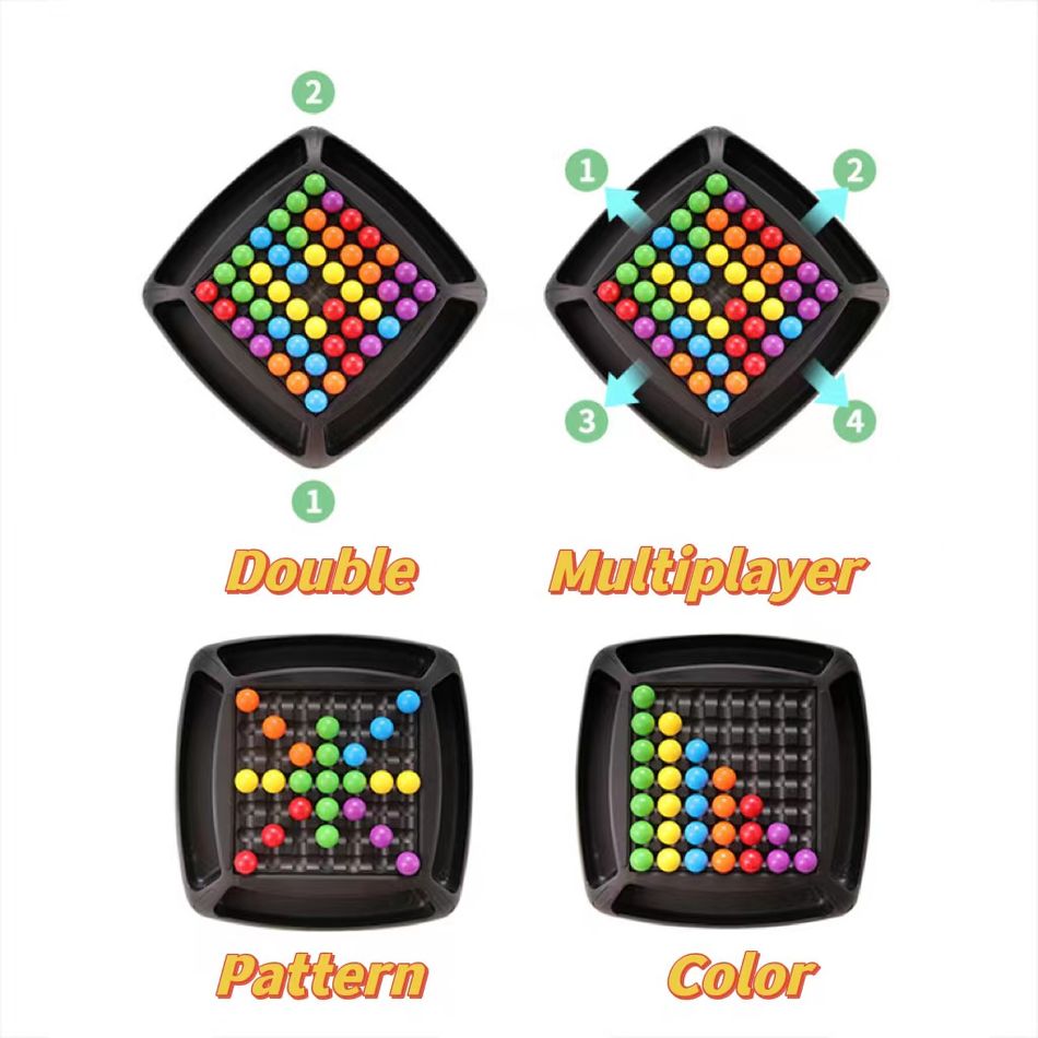Rainbow Ball Chess Board Elimination Game Rainbow Ball Matching Game Interactive Jigsaw Educational Toys for Parents and Kids Multi-color big image 7
