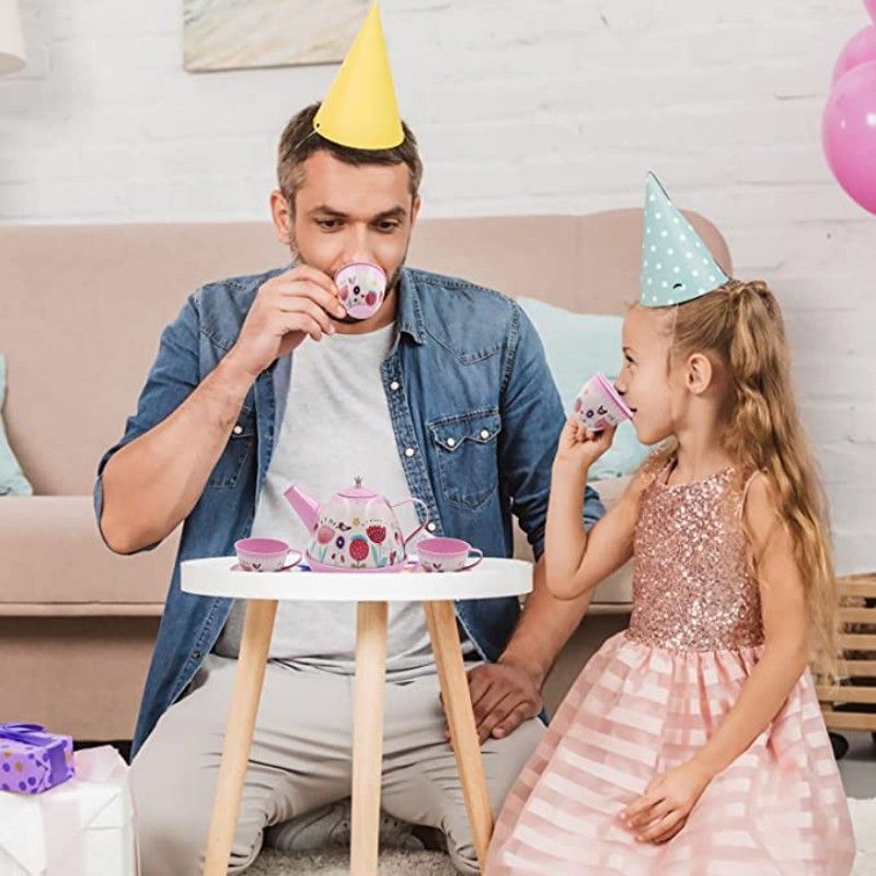 26Pcs Pink Tea Party Set for Little Girls Afternoon Tea Time Playset with Carrying Case Pink big image 7