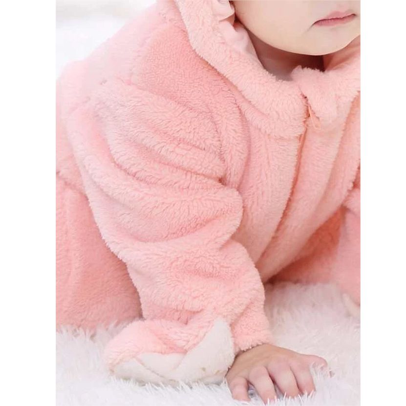 Baby Bear Design 3D Hooded Fluffy Long-sleeve Jumpsuit Pink big image 6
