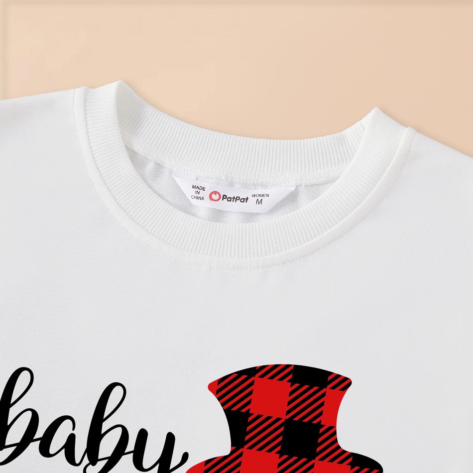 Christmas Family Matching Snowman & Letter Print White Long-sleeve Sweatshirts White big image 3