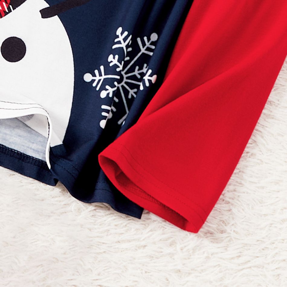 Christmas Family Matching Snowman & Letter Print Raglan-sleeve Pajamas Sets (Flame Resistant) Multi-color big image 3