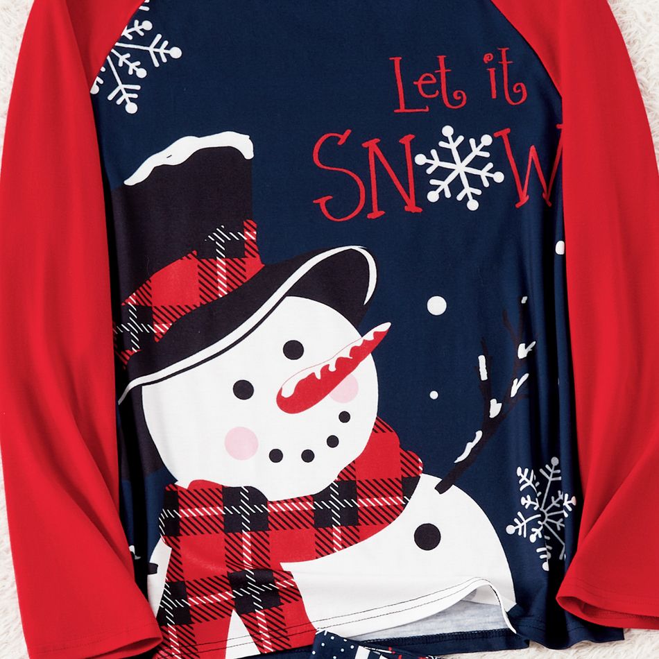 Christmas Family Matching Snowman & Letter Print Raglan-sleeve Pajamas Sets (Flame Resistant) Multi-color big image 8