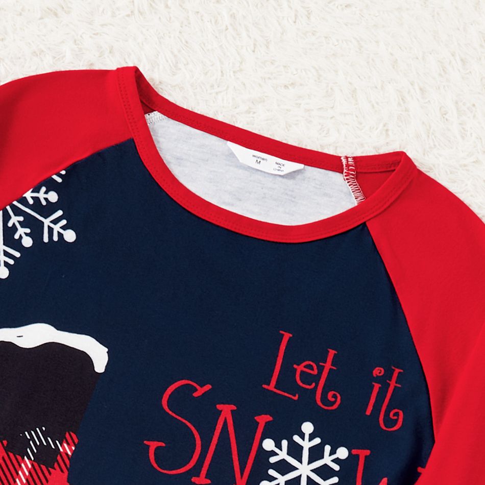 Christmas Family Matching Snowman & Letter Print Raglan-sleeve Pajamas Sets (Flame Resistant) Multi-color