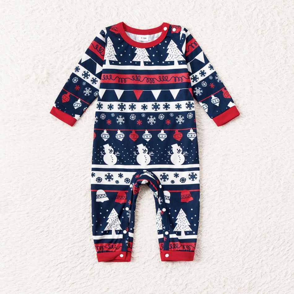 Christmas Family Matching Snowman & Letter Print Raglan-sleeve Pajamas Sets (Flame Resistant) Multi-color big image 7