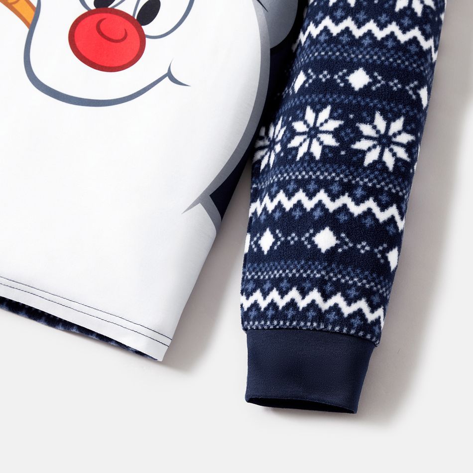 Frosty The Snowman Family Matching Christmas Snowman Graphic Allover Snowflake Print Polar Fleece Raglan-sleeve Pajamas Sets (Flame Resistant) Light Blue big image 5