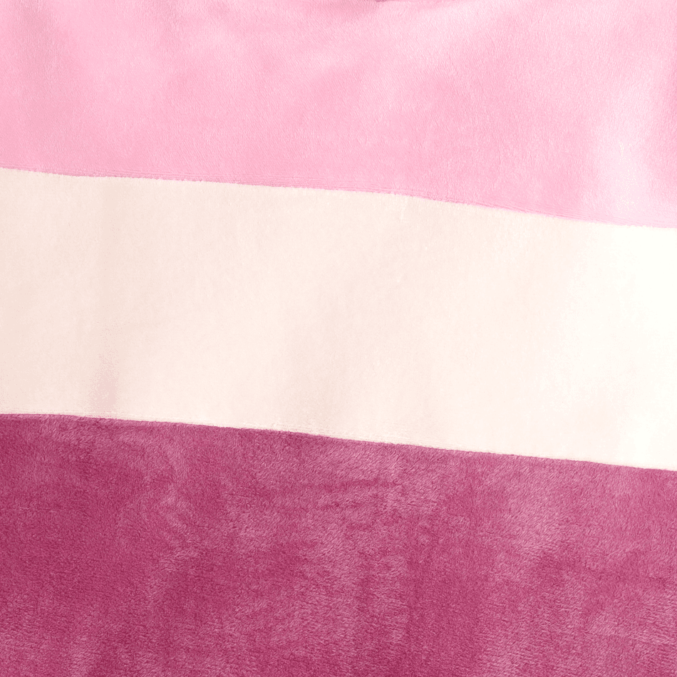 2pcs Kid Girl Colorblock Velvet Hoodie Sweatshirt and Elasticized Pants Set Pink big image 3