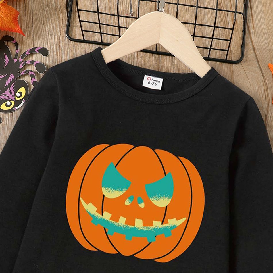 Halloween Kinder Unisex Halloween-Muster Langärmelig T-Shirts schwarz big image 2