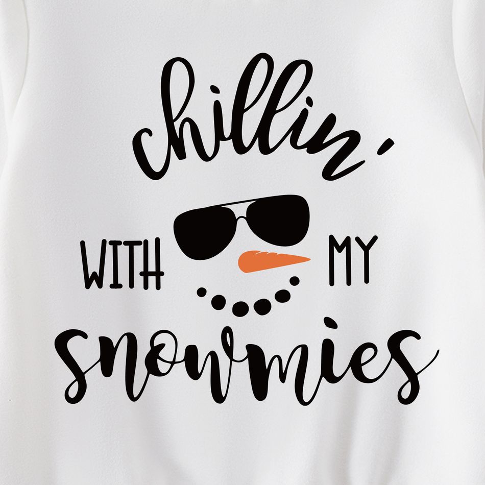 Christmas Family Matching Snowman & Letter Print White Long-sleeve Sweatshirts White big image 4