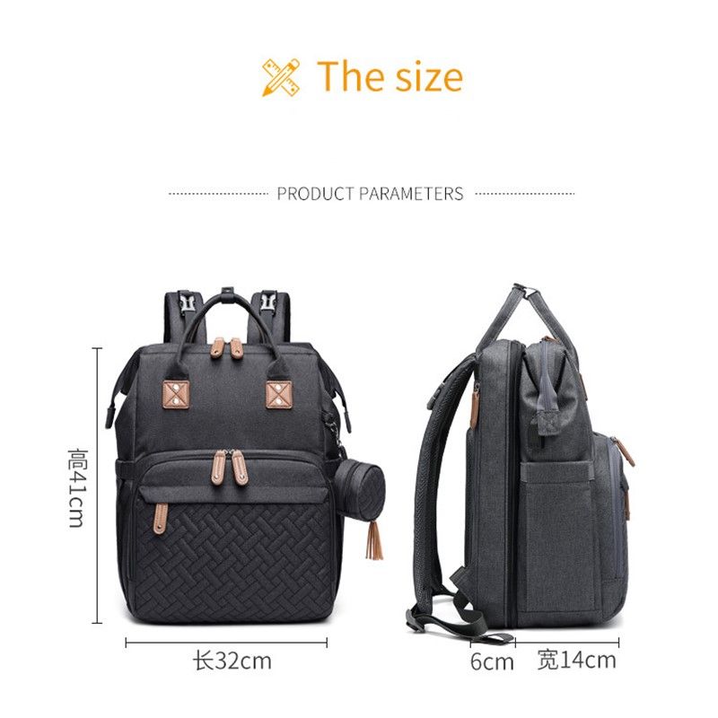 Folding Bed Diaper Bag Backpack Portable Large Capacity Maternity Mommy Bag with Detachable Pacifier Bag and Diapers Changing Pad Color-A big image 2