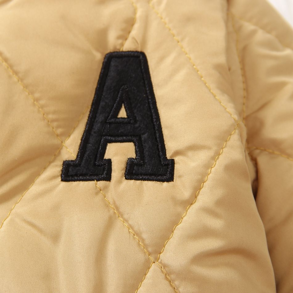 Kid Boy Letter Embroidered Button Design Coat Apricot brown big image 4