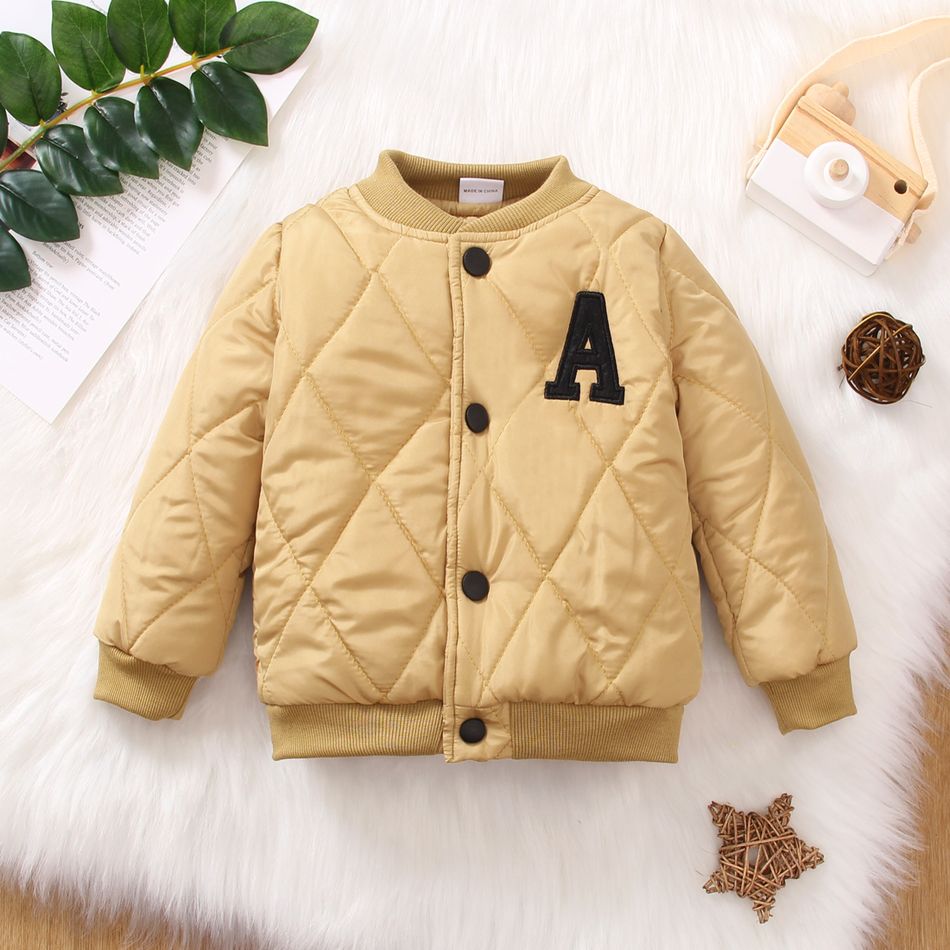Kid Boy Letter Embroidered Button Design Coat Apricot brown big image 1