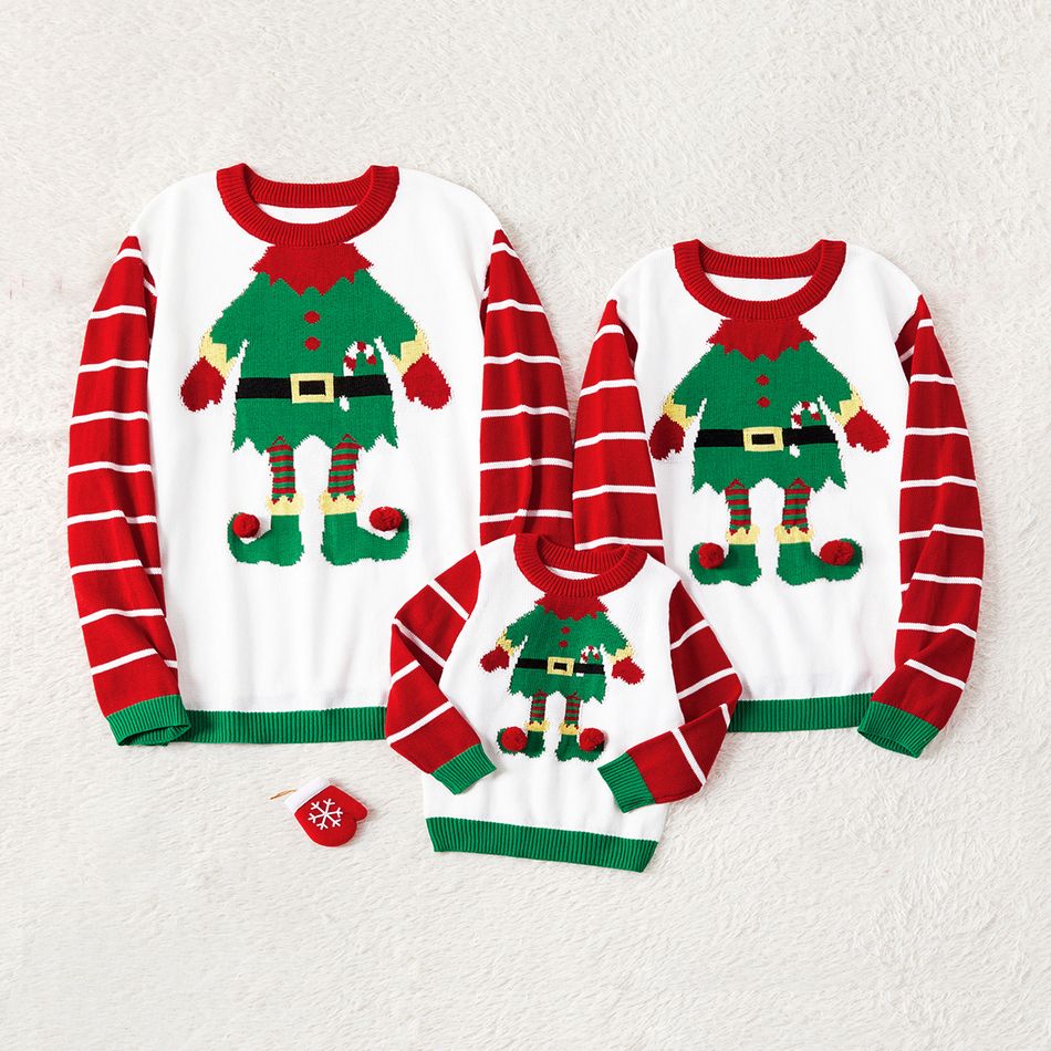 Look de família Natal Manga comprida Conjuntos de roupa para a família Tops Verde/Branco/Vermelho big image 1