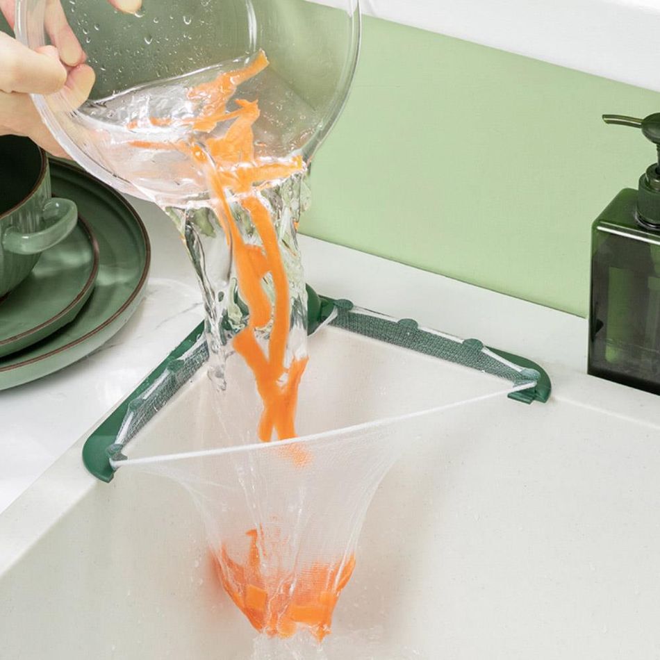 50Pcs Kitchen Sink Filter Mesh with Triangle Rack for Kitchen Waste Leftover Green big image 3