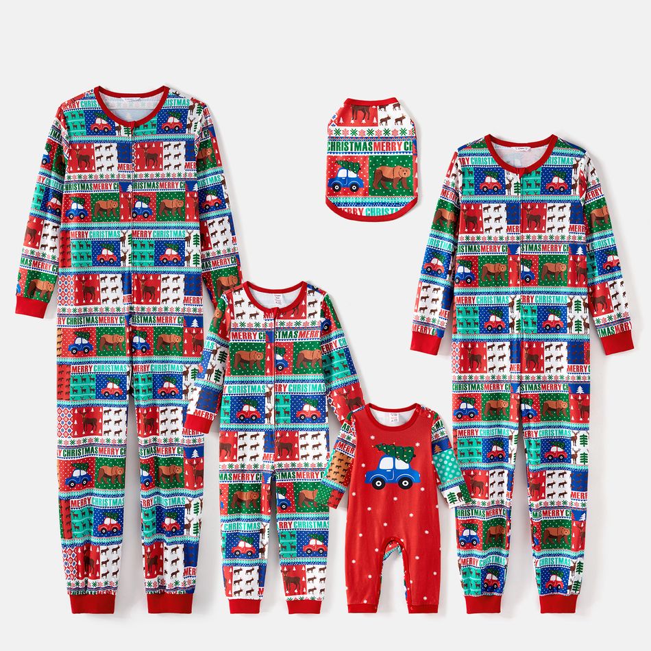 Christmas Family Matching Allover Print Long-sleeve Zipper Onesies Pajamas (Flame Resistant) Colorful big image 8