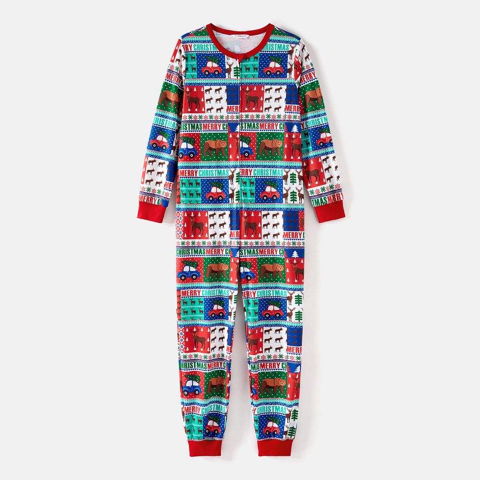 Christmas Family Matching Allover Print Long-sleeve Zipper Onesies Pajamas (Flame Resistant) Colorful big image 11