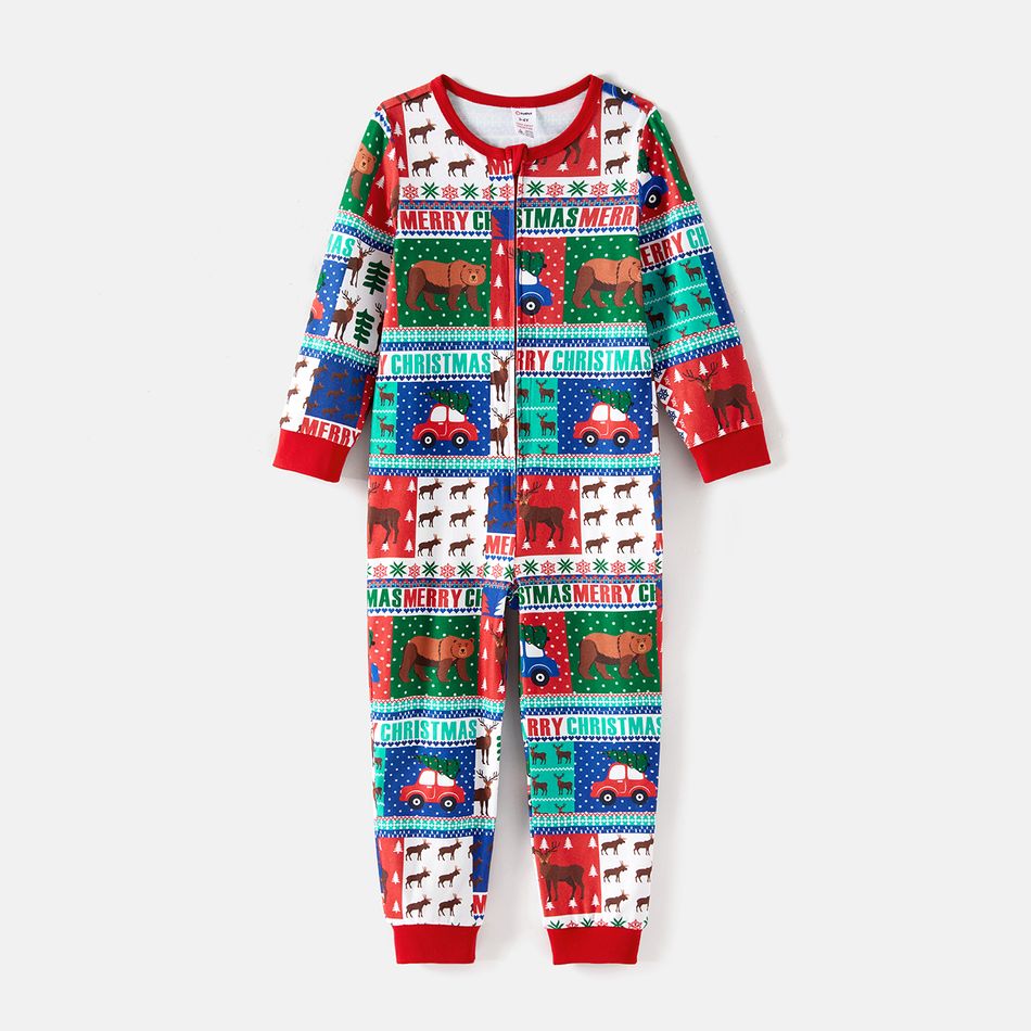 Christmas Family Matching Allover Print Long-sleeve Zipper Onesies Pajamas (Flame Resistant) Colorful big image 13