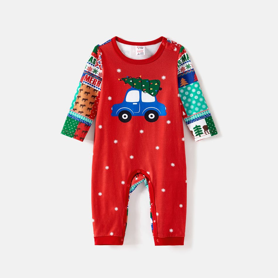 Christmas Family Matching Allover Print Long-sleeve Zipper Onesies Pajamas (Flame Resistant) Colorful big image 19