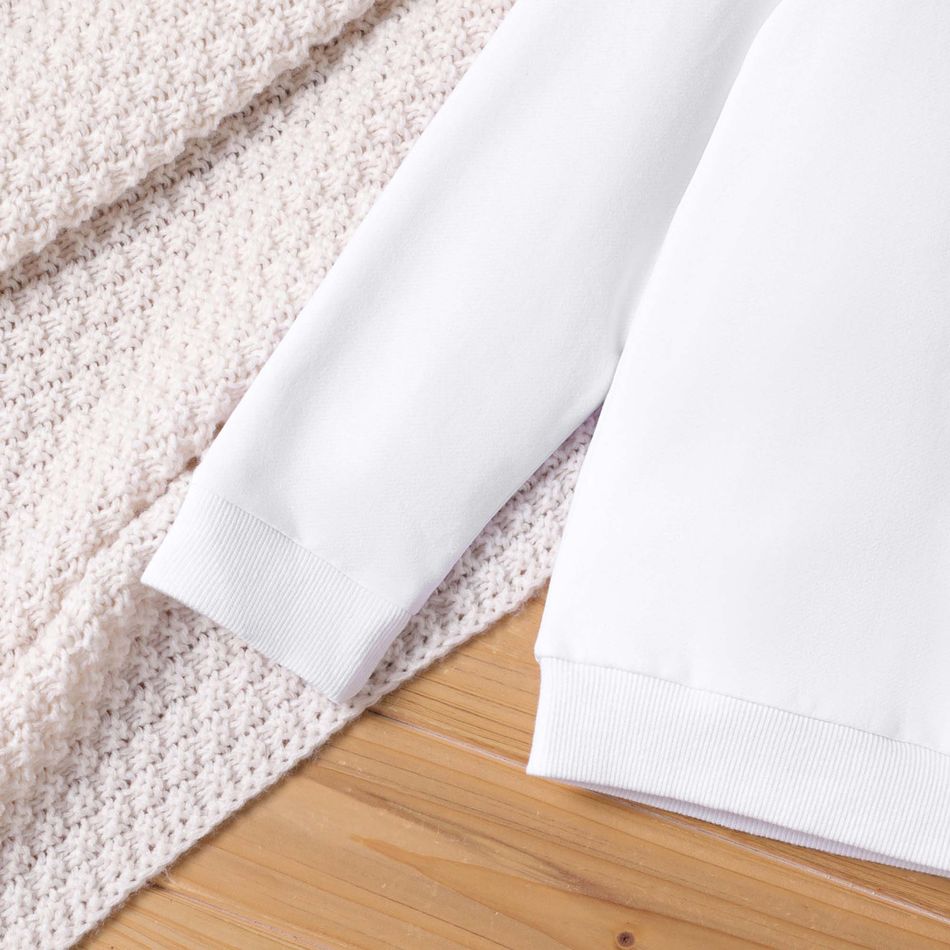 Kid Girl Letter Figure Print Cotton Pullover Sweatshirt White big image 5