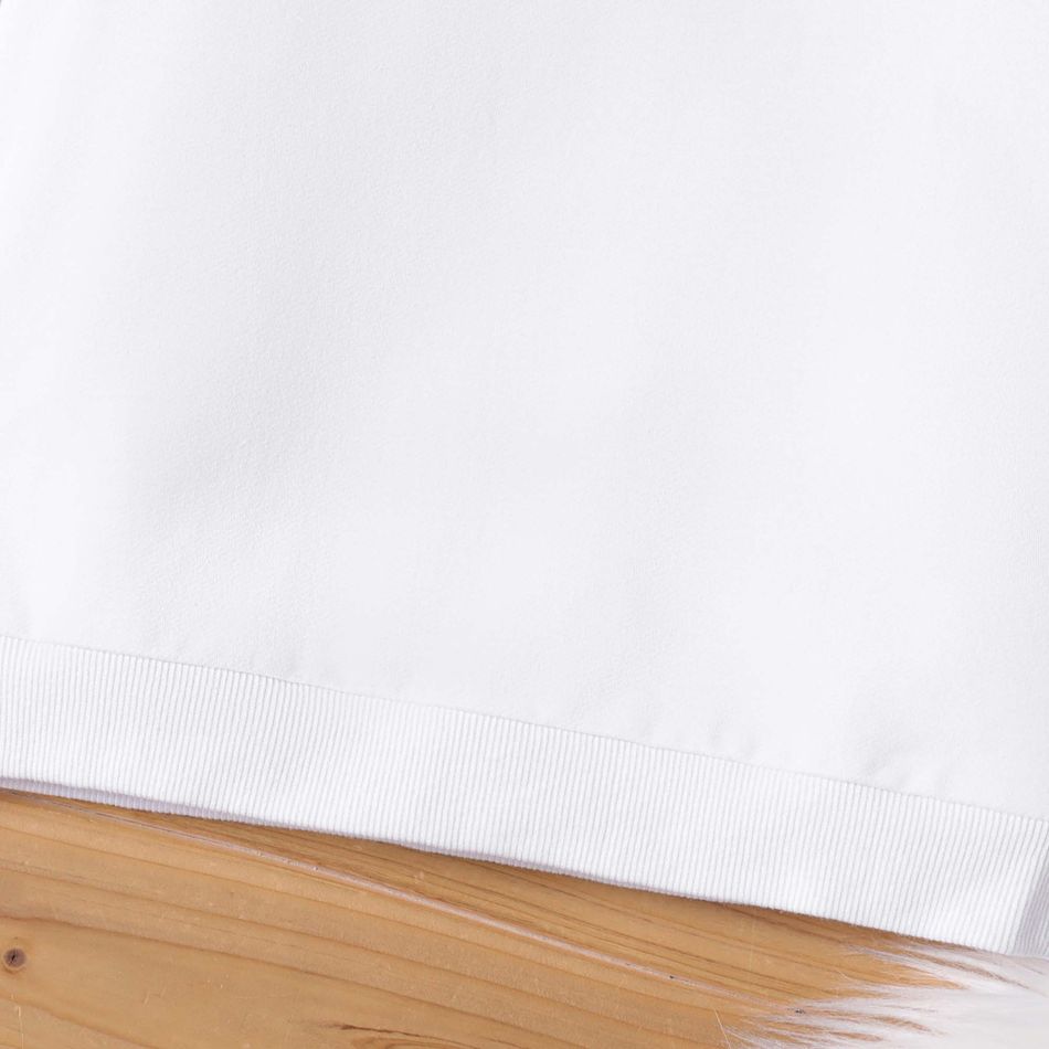 Kid Girl Letter Figure Print Cotton Pullover Sweatshirt White big image 6