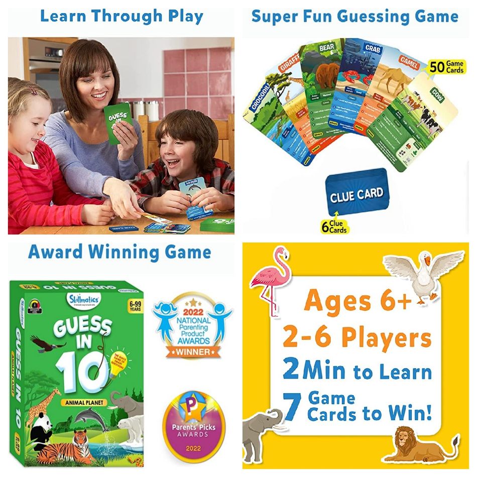 Card Game Guess in 10 Animal Planet Quick Game of Smart Questions Average Playtime 30 Minutes Green