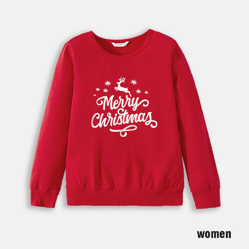 Merry Christmas Letter Print Red Family Matching Long Sleeve Sweatshirts Red big image 2