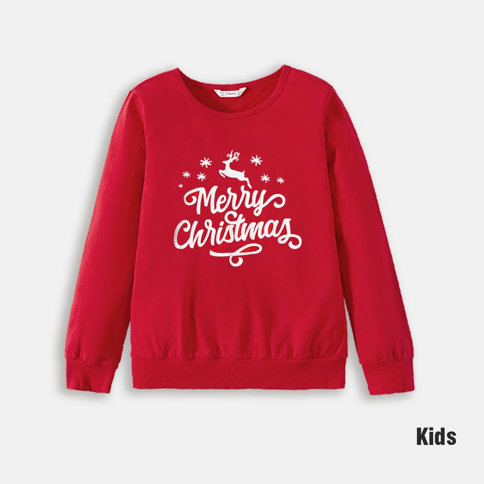 Merry Christmas Letter Print Red Family Matching Long Sleeve Sweatshirts Red big image 4