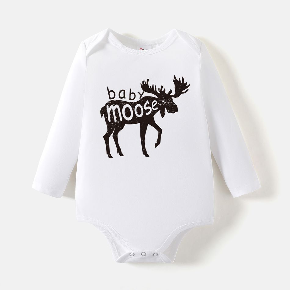 Go-Neat Water Repellent and Stain Resistant Family Matching Christmas Moose Print Long-sleeve Tee White big image 5
