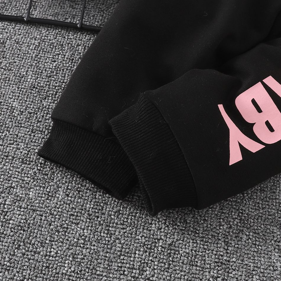 2pcs Baby Boy/Girl Letter Print Colorblock Long-sleeve Hoodie and Sweatpants Set Pink big image 7