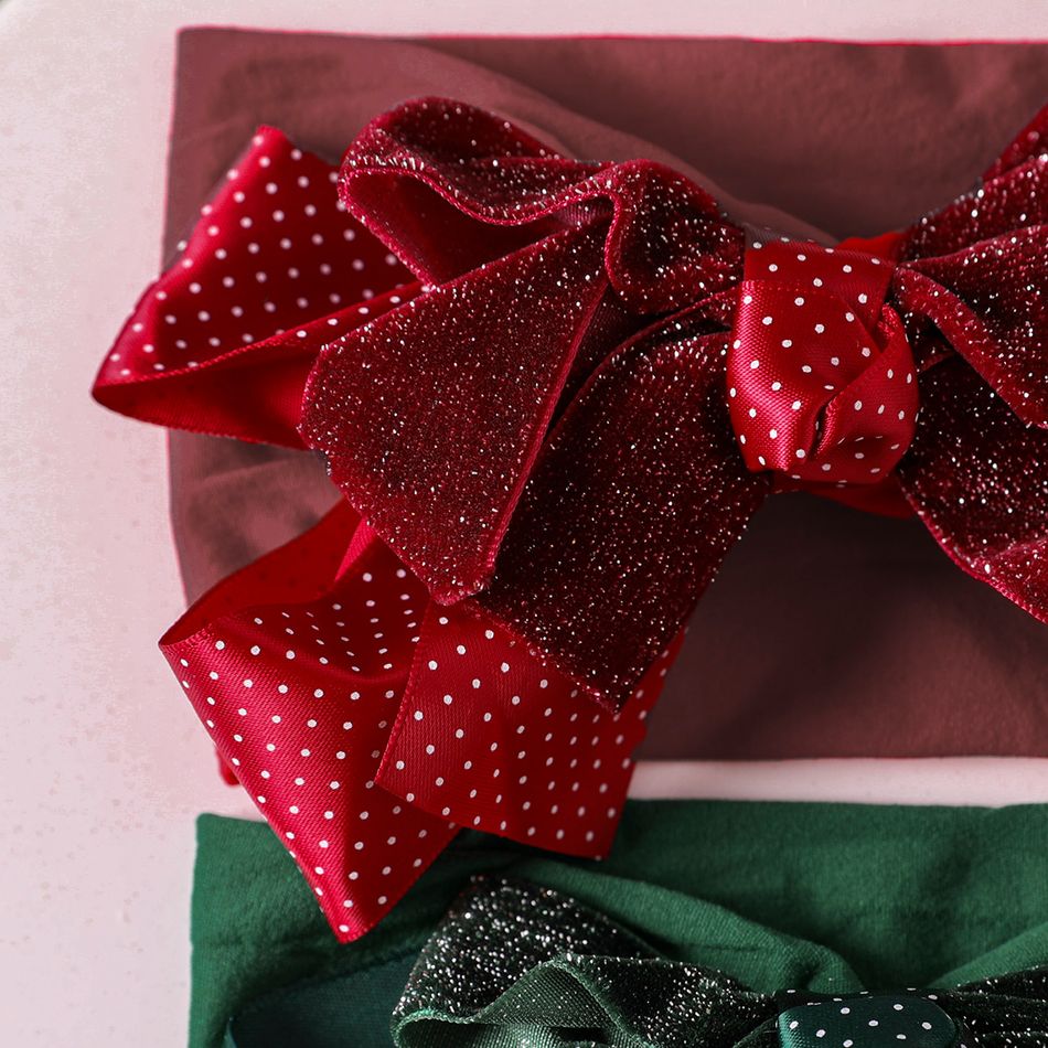 2-pack Christmas Double Layer Polka Dot & Glitter Bow Decor Headband for Girls Multi-color big image 2