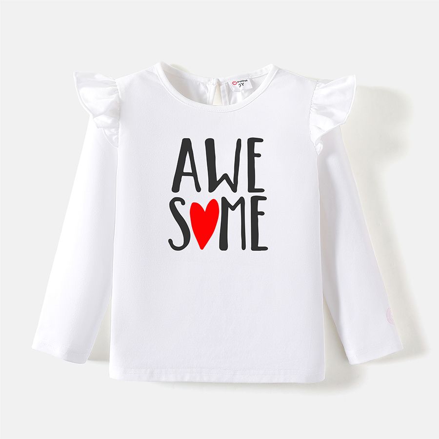 [2Y-6Y] Go-Neat Water Repellent and Stain Resistant Toddler Girl Letter Print Long-sleeve Tee White big image 3
