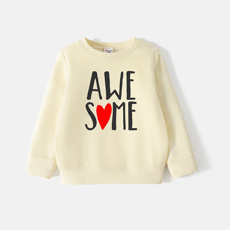 Go-Neat Resistente a manchas Conjuntos de roupa para a família Roupas de irmãos Letras Manga comprida Tops Cor Bege big image 1