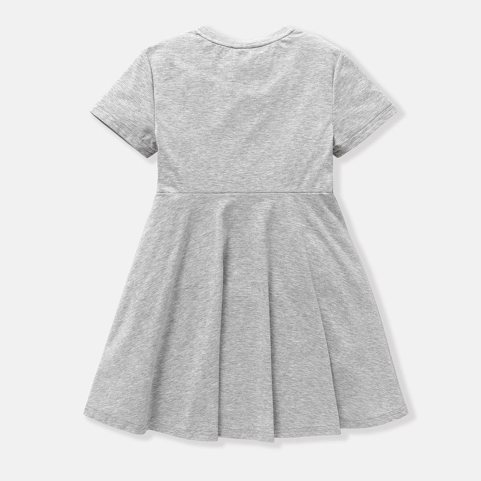 [4Y-14Y] Go-Neat Water Repellent and Stain Resistant Kid Girl Animal Cat Print Short-sleeve Pink Dress Grey big image 7