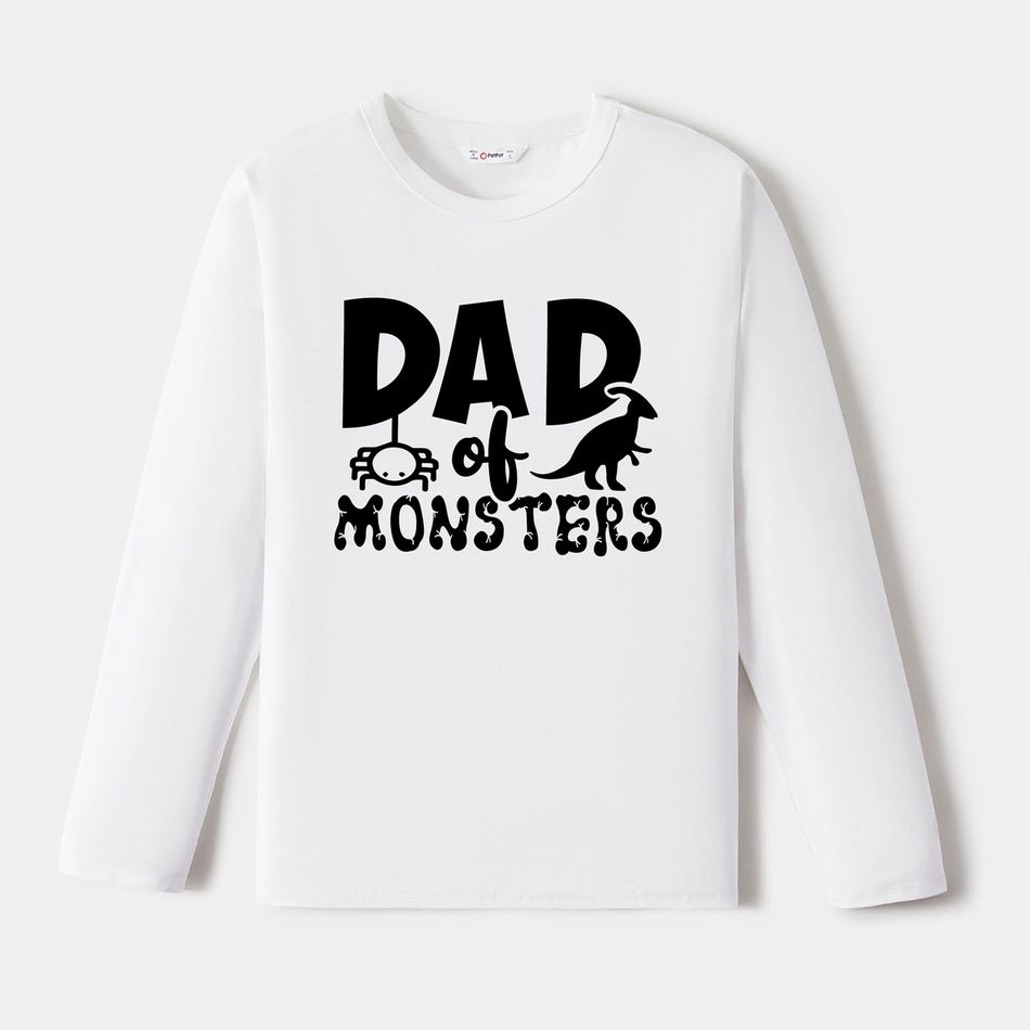 Go-Neat Water Repellent and Stain Resistant Family Matching MONSTER  Long-sleeve T-shirts White big image 2