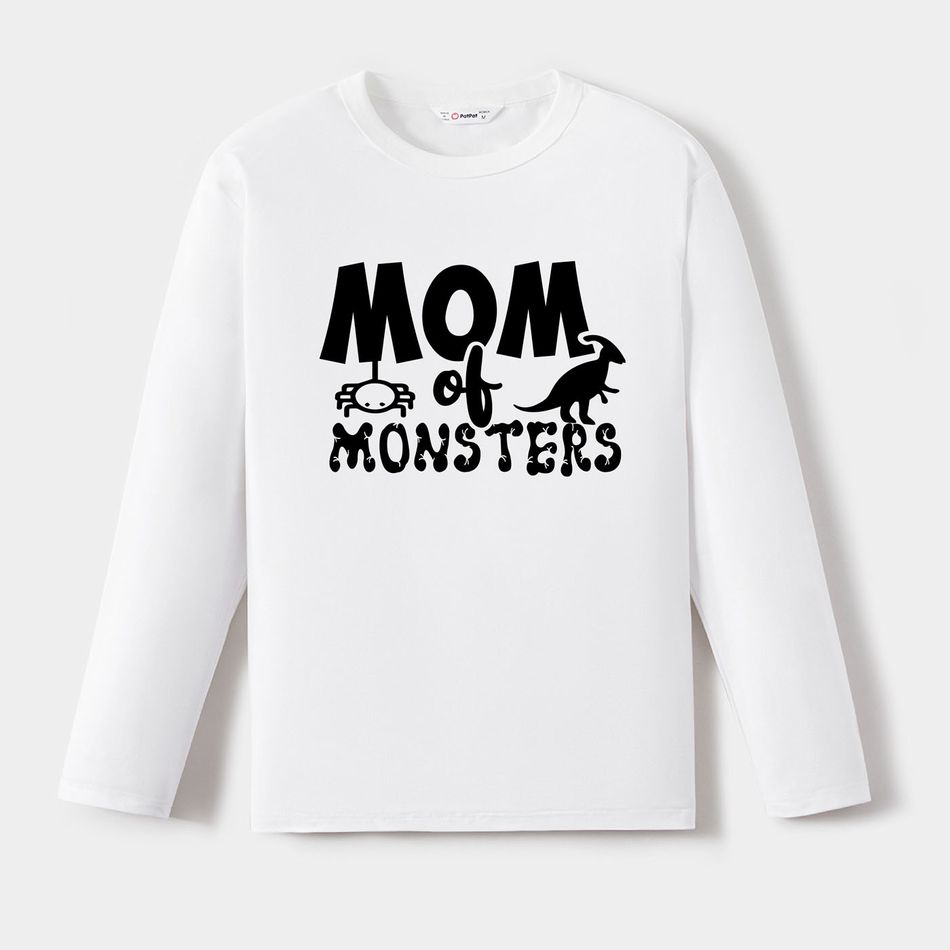 Go-Neat Water Repellent and Stain Resistant Family Matching MONSTER  Long-sleeve T-shirts White big image 3