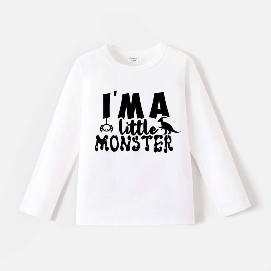 Go-Neat Water Repellent and Stain Resistant Family Matching MONSTER  Long-sleeve T-shirts White big image 4