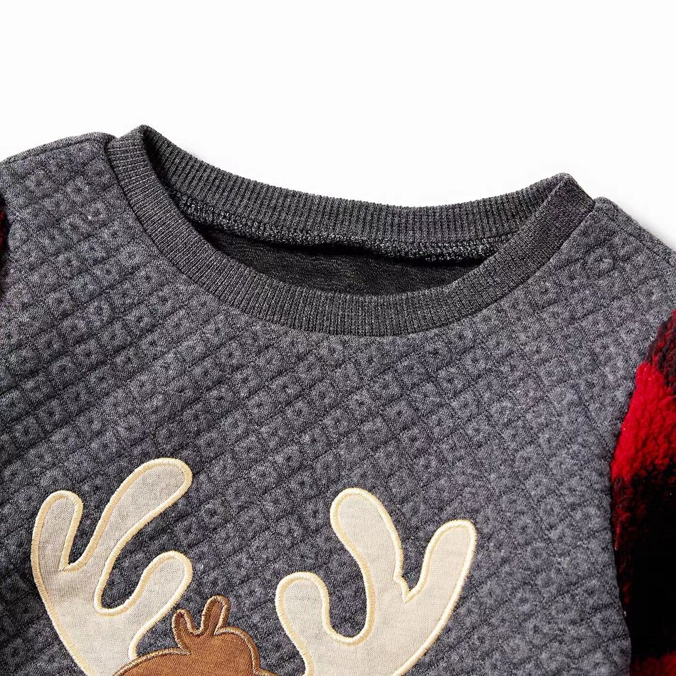 Look de família Natal Manga comprida Conjuntos de roupa para a família Tops Cinza Escuro big image 15