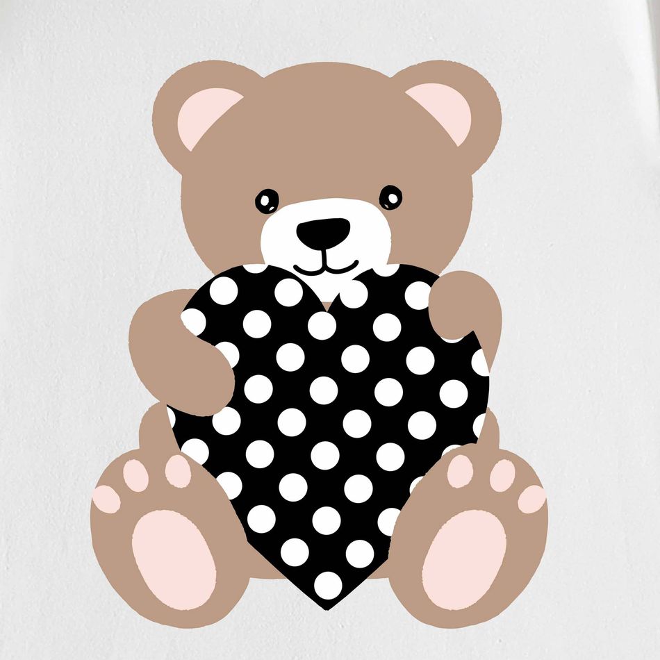 Kid Boy/Kid Girl 100% Cotton Bear Print Long-sleeve Tee White big image 2