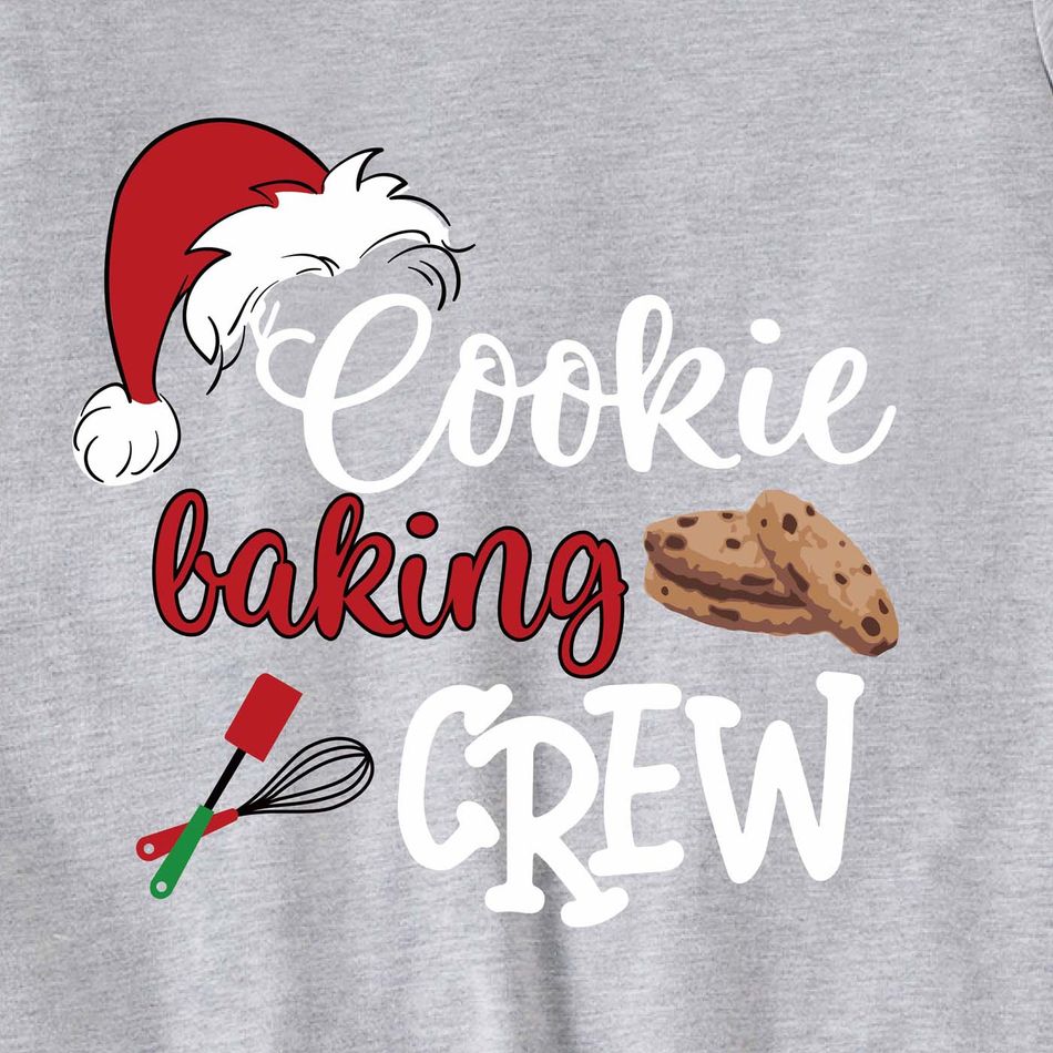 Christmas Antlers and Letter Print Family Matching 100% Cotton Long-sleeve Sweatshirts Grey big image 2