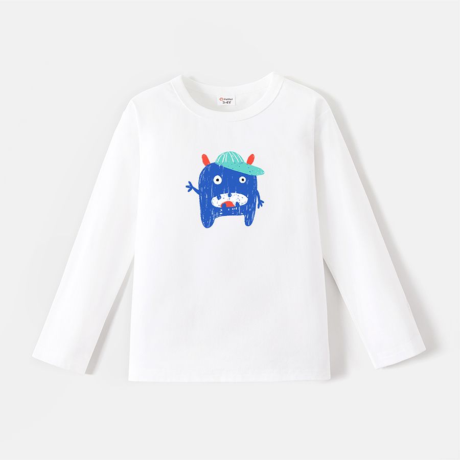 Go-Neat Water Repellent and Stain Resistant Family Matching Animal Print Long-sleeve Tee White big image 5